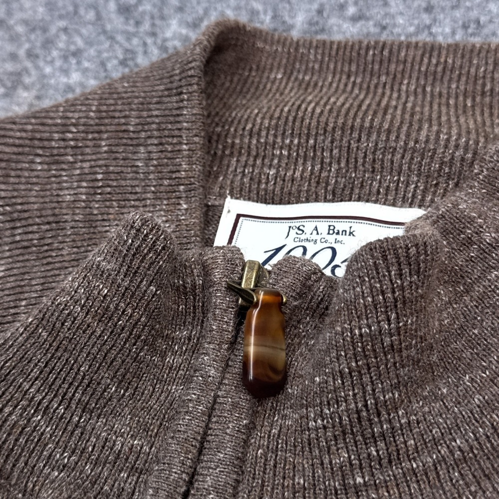 Jos A Bank 1/4 Zip Pullover Knit Sweater Mens Size XL Coffee Brown Mock Neck - Picture 4 of 12